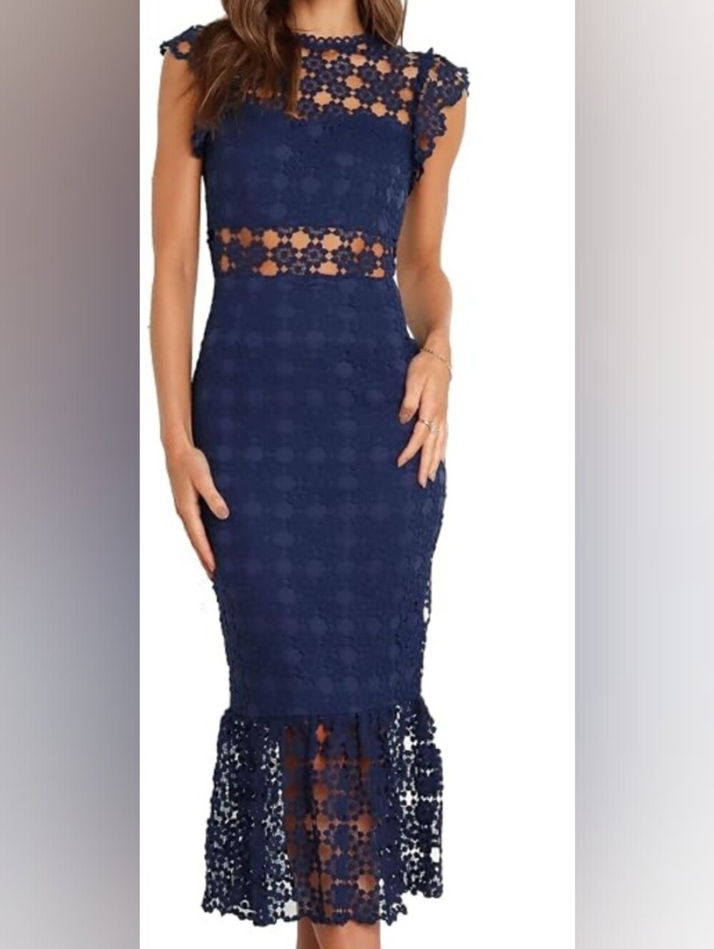 Petal & Pup Navy Lace Midi Dress